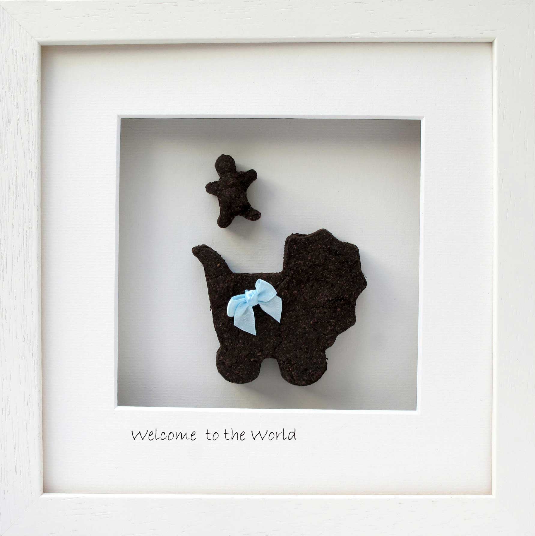 Welcome to the World - New Baby Gift witth blue ribbon