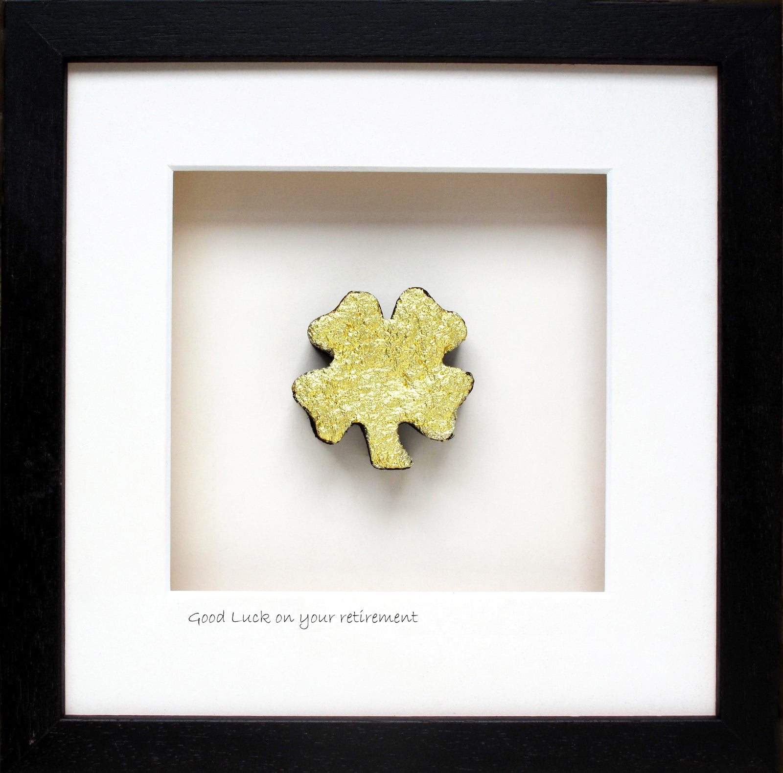 Good Luck on your retirement - gold four leaf clover