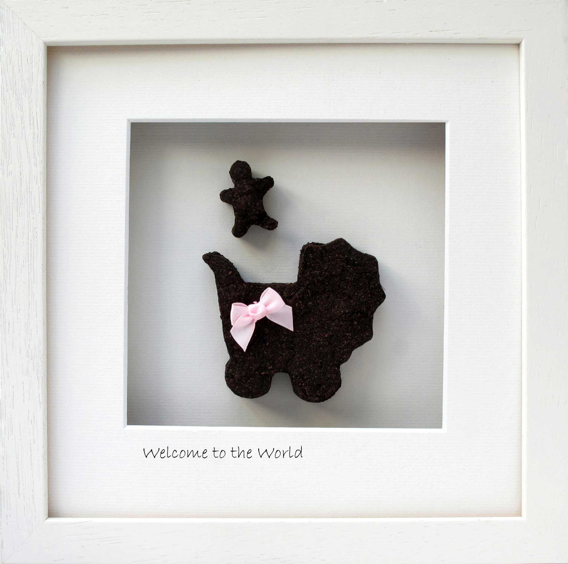 Welcome to the World - New Baby Gift with pink ribbon